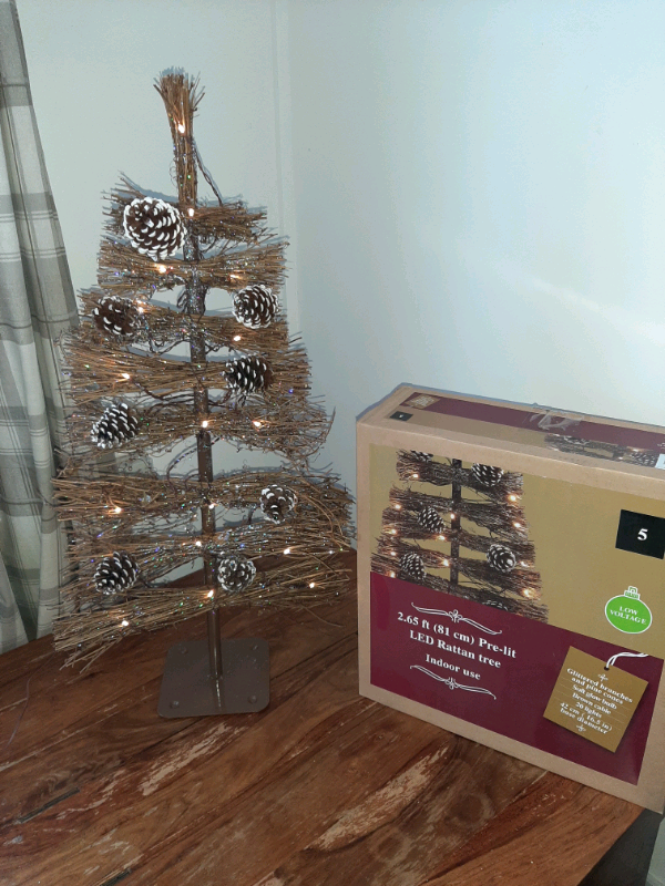 2.65ft pre lit Rattan tree  x2