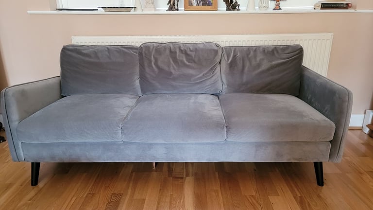 image for 3-seater sleek modern sofa (blue-gray) - very good condition