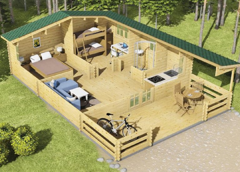 Log cabin Spanga 6m x 6.5m. Holiday home, summer house.