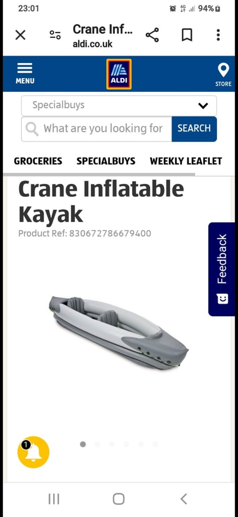2 seater inflatable kayak plus 2 paddles. Used once 