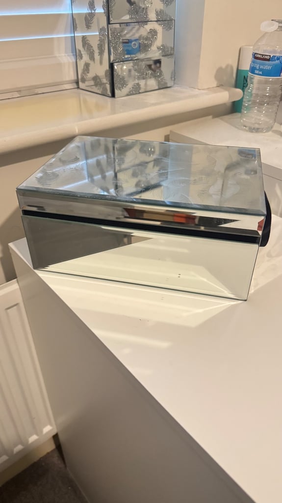 Mirrored feather jewellery box