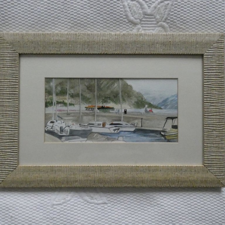 image for Hand Painted Framed Watercolour Painting, Torbole, Lake Garda
