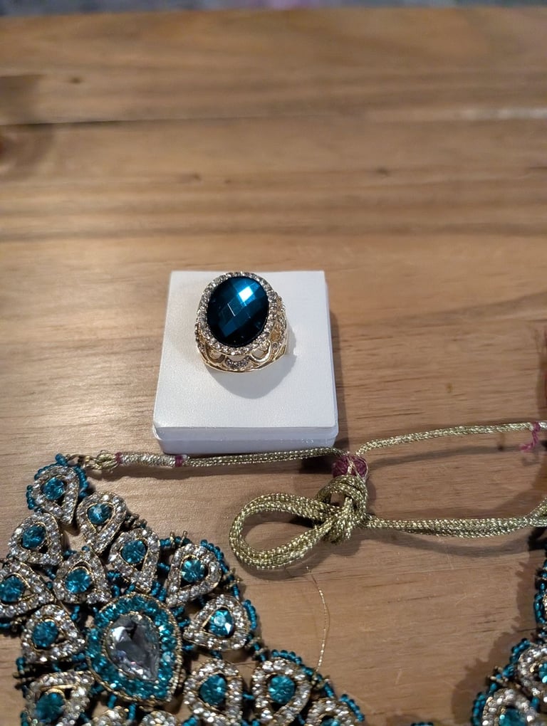 Turquoise green asian necklace set indian pakistani earrings