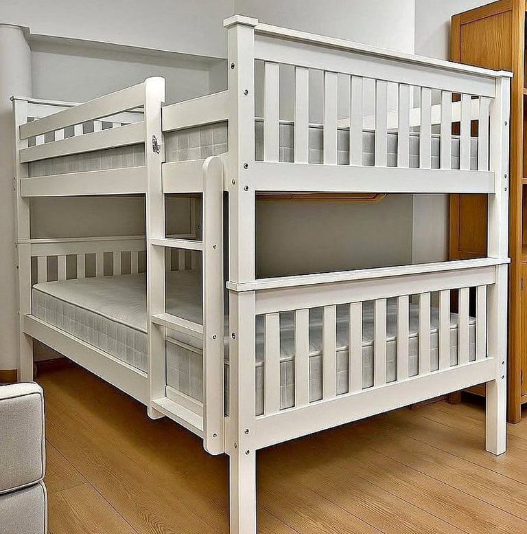 image for Huge Sale ]] 4ft Small Double Solid Wooden - Bunk Bed - Optional Mattress ]] Get Today Delivery