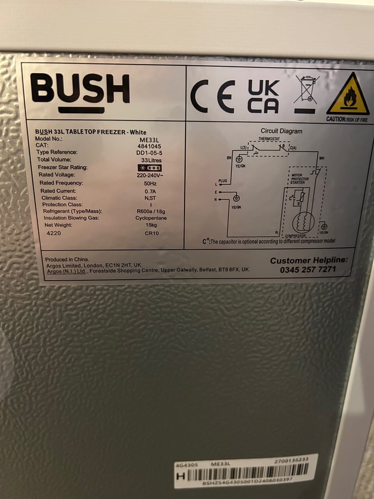 Bush 33L Table Top Freezer