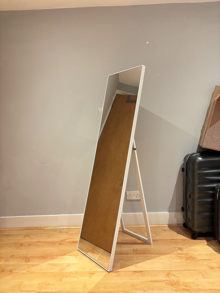 Dunelm full length free standing mirror / extra large wall mirror / white mirror 