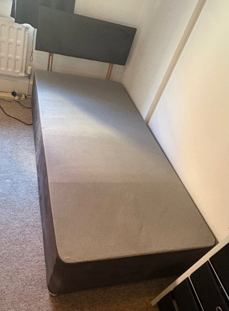 image for Single divan bed base with matching head board.
