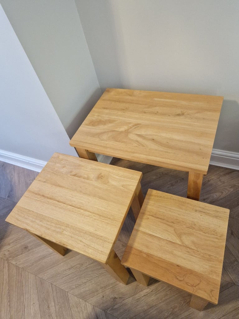 Oak Solid Wood Nest of Tables - Side/End