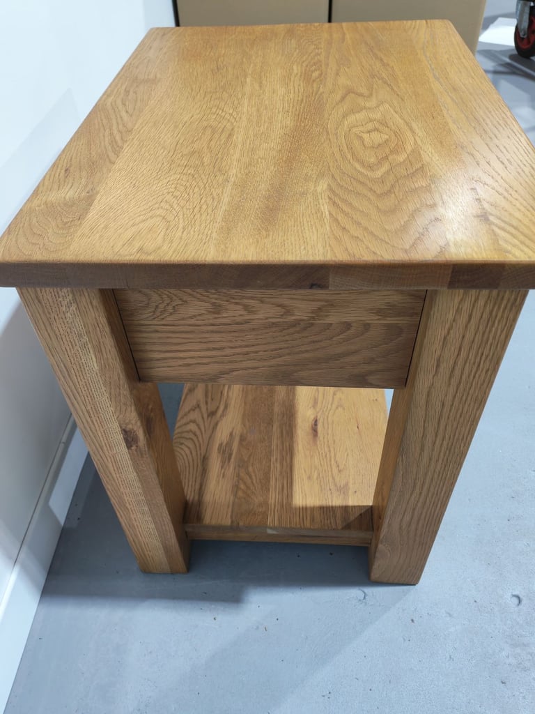 Oak Side Table with Drawer