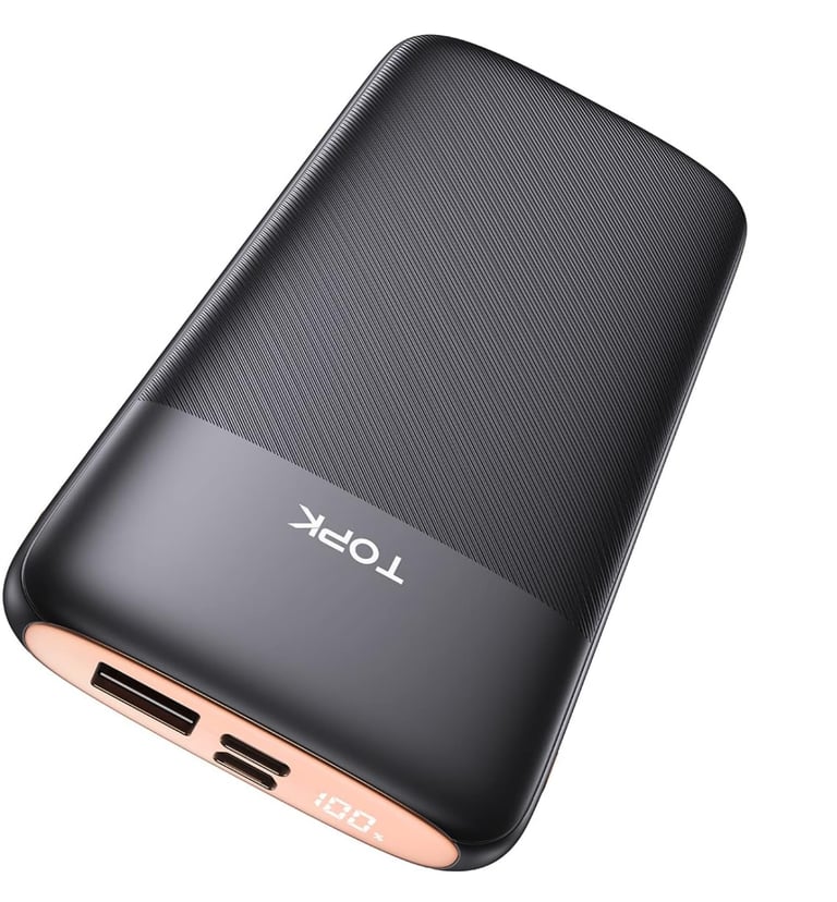 NEW Power Bank, TOPK 3A 10000mAh USB C Portable Charger with LED Display PowerBank