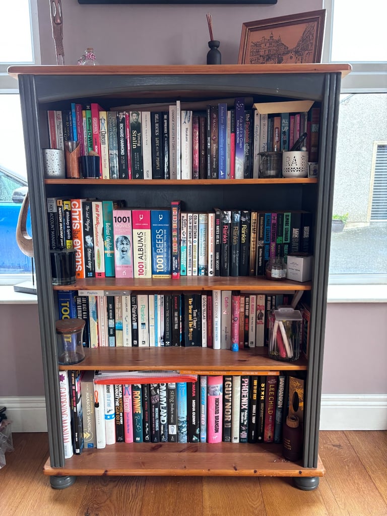 Grey and pine bookshelf 