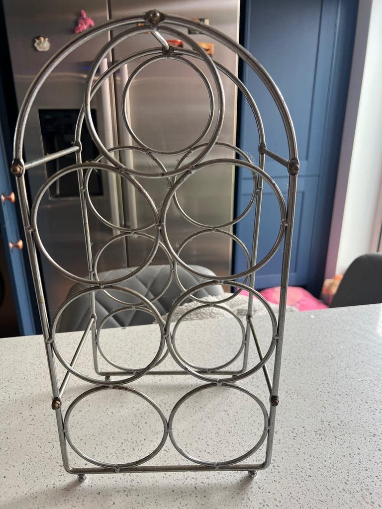 image for Metal silver wine rack 7 bottles 