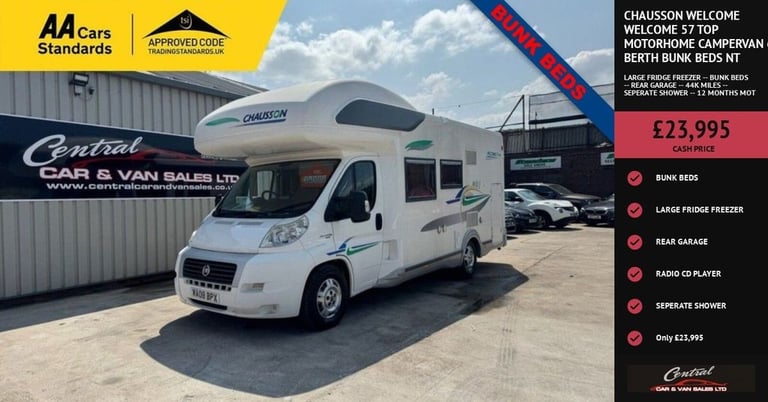 image for 2008 CHAUSSON WELCOME WELCOME 57 TOP MOTORHOME CAMPERVAN 6 BERTH BUNK BEDS NT HYMER AUTOTRAIL  AU...