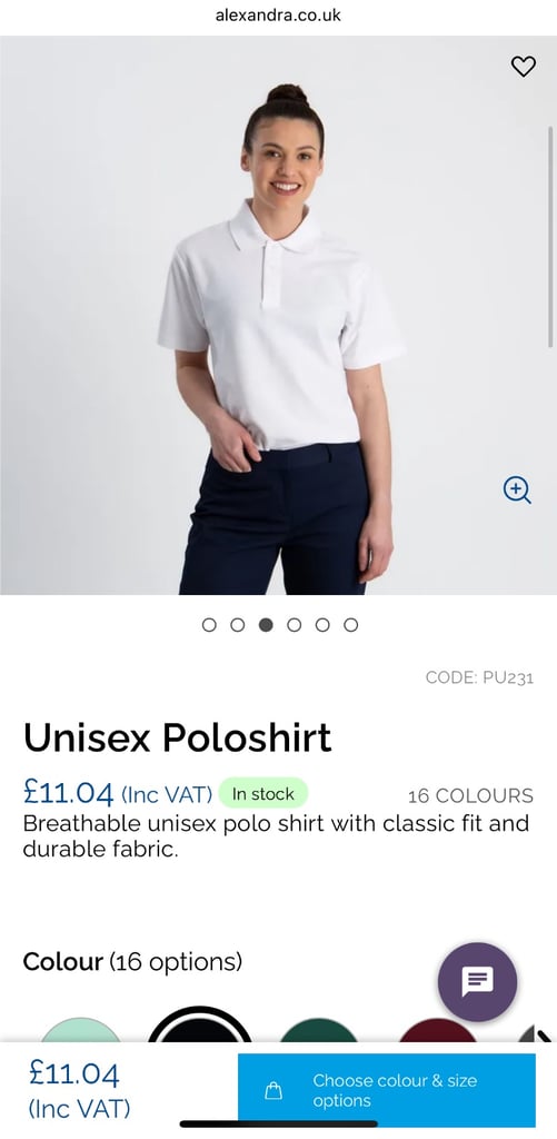 Alexandra Workwear Unisex Polo Shirt, Black, Navy, White, Various Sizes, NEW