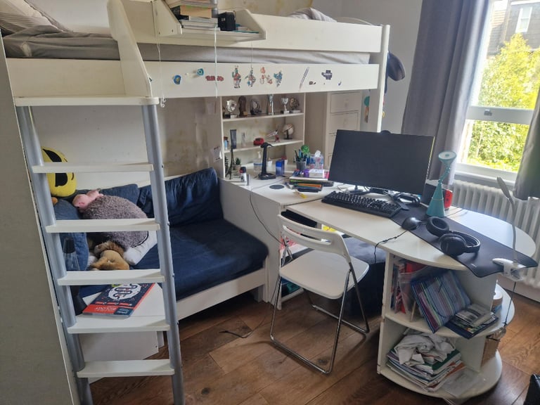 High Sleeper with Sofa Bed & Pull Out Desk