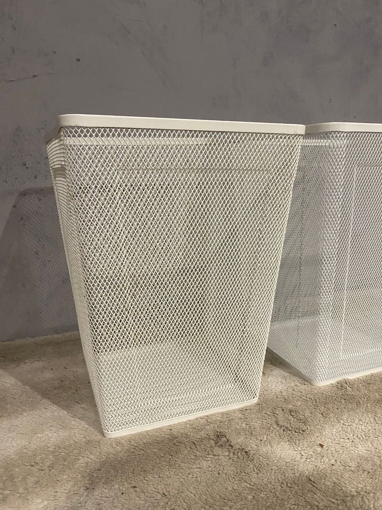 Ikea x 2 white metal trash bins waste paper basket office home study bedroom house £5 for all