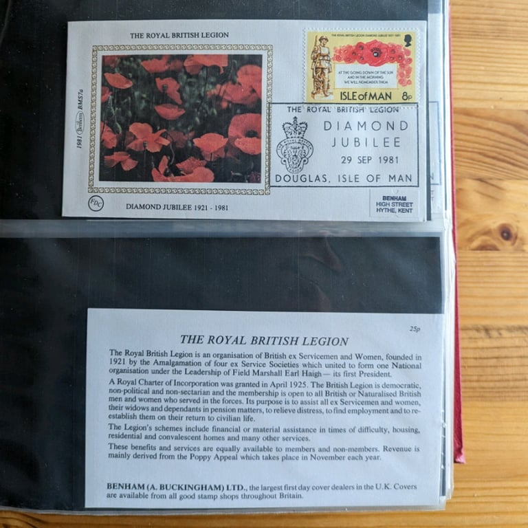 50p each 4x Stamp First Day of Issue Royal British Legion covers - sorry, no coins in this ad