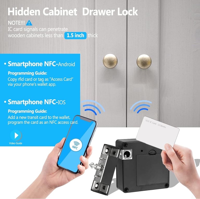 RFID Cabinet Lock, Smart NFC Electronic Locks for Wooden Cabinet