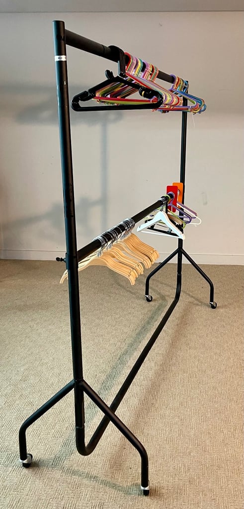 6ft Wide x 7ft Tall Two-Tier Black Commercial Grade Heavy Duty Steel Clothes Rail