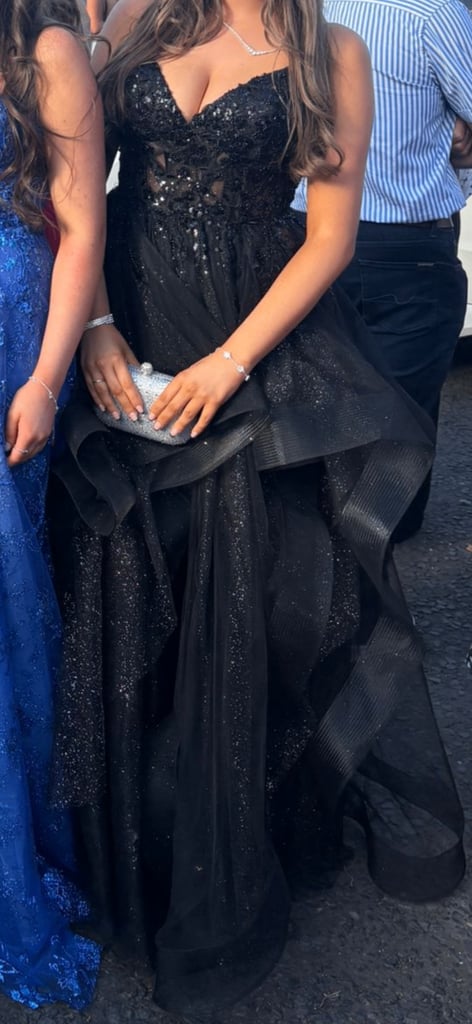 Formal, Prom, Debs Evening Black Ball Gown Dress 