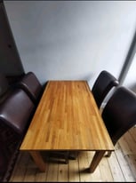 Dining Table & 4 Leather Chairs