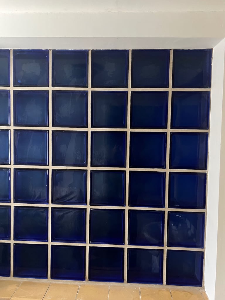 60 used Architectural blue glass blocks 