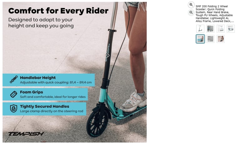 2 Wheel Scooter, Quick Folding, Rear Hand Brake, Tough PU Wheels || Brand new 45% off price 