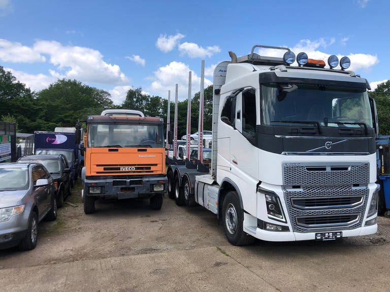 Left hand drive Volvo FH16, 2014, 8x4 timber truck. Euro 6