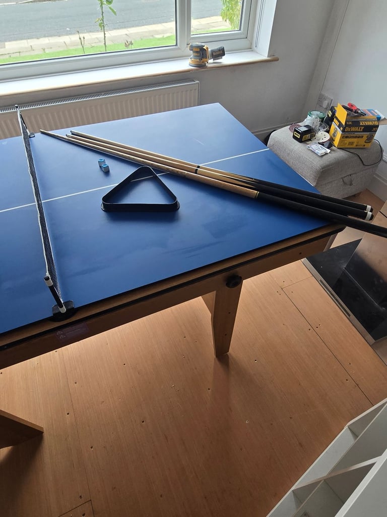 Fold up pool table, table tennis and darts