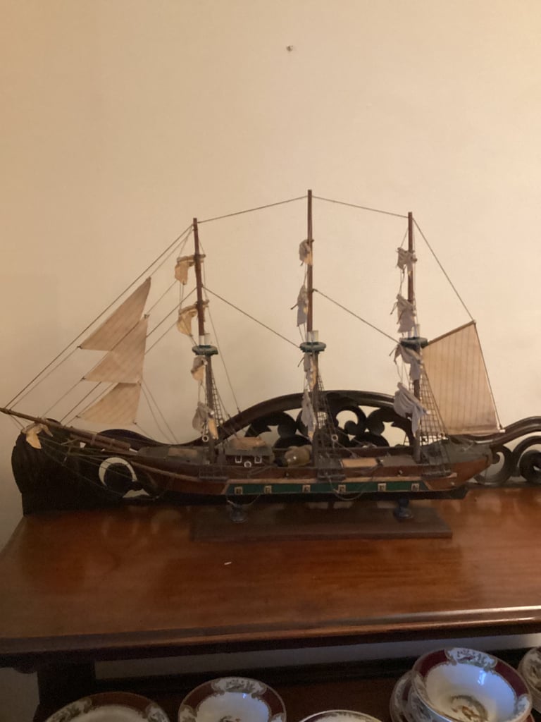 Vintage solid wood model boat