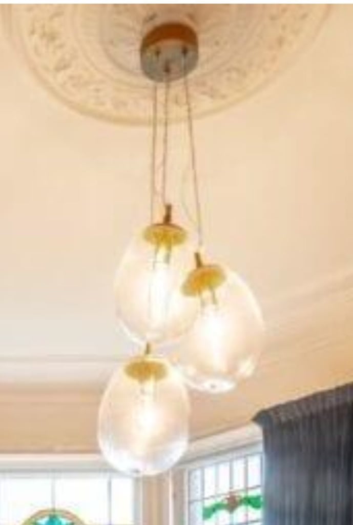 Habitat Bulle Brass and Glass Pendant Light Chandelier