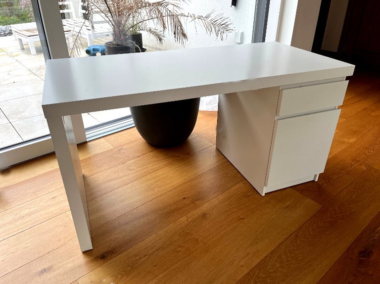 I can deliver - 2 x IKEA Malm Desks in white - used but in excellent condition
