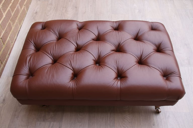 Chesterfield Long Footstool on Castors (UK Delivery)