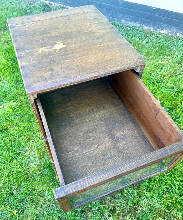 Five drawer filing cabinet bedside wooden desk industrial antique vintage haberdashery desk office