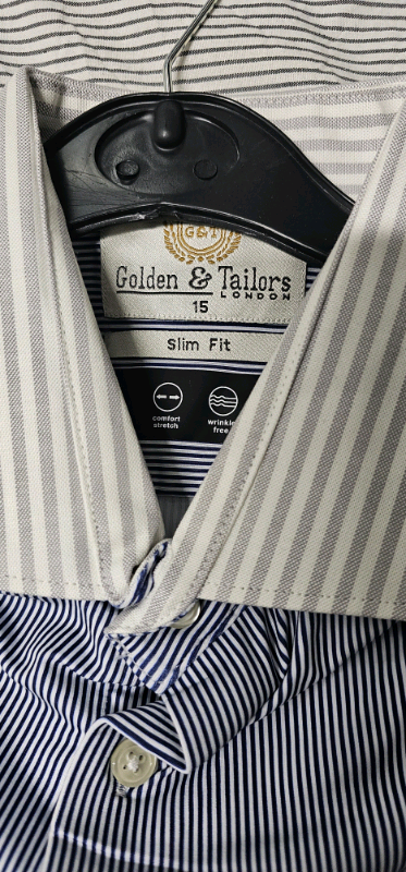 Golden &Tailors Slim Fit Comfort Strech Blue stripe shirt 