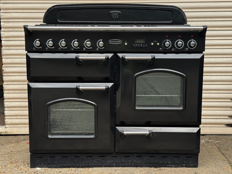 Rangemaster classic dual fuel gas range cooker 110cm black 3 months warranty