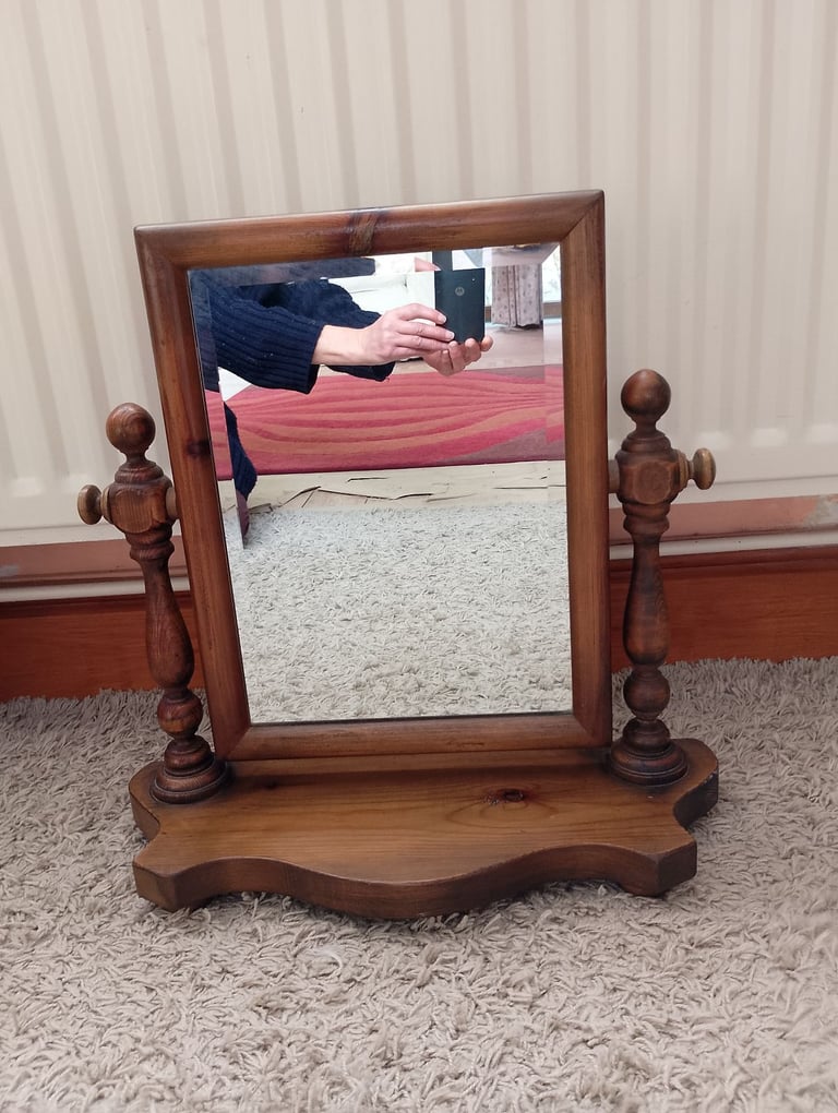 image for Solid wood swivel dressing table mirror