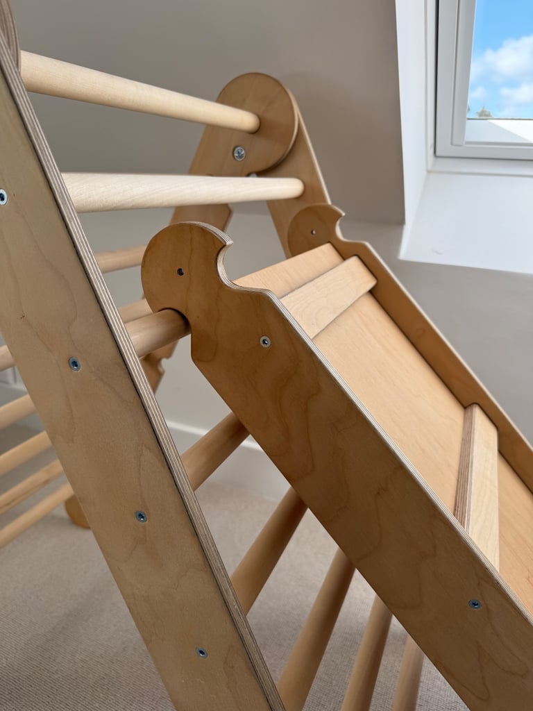 Kids pikler triangle, wooden with slide/ladder