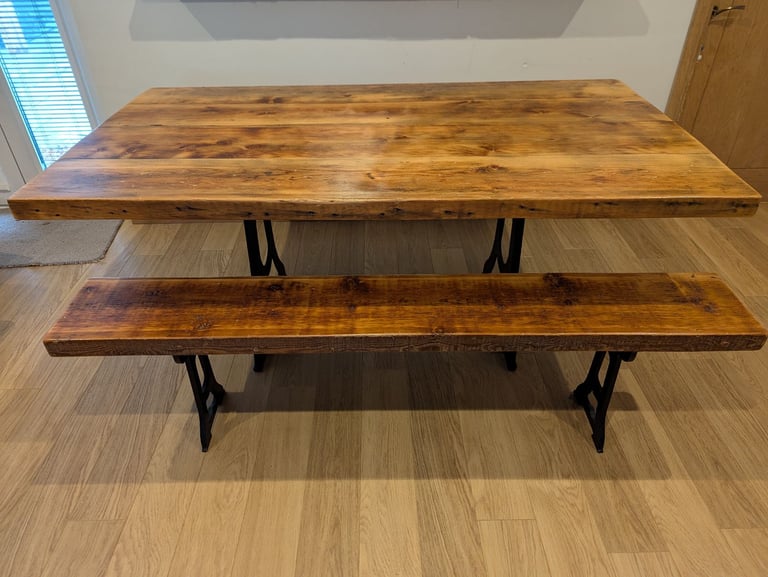 image for Handmade Solid Oak Dining Table & Bench