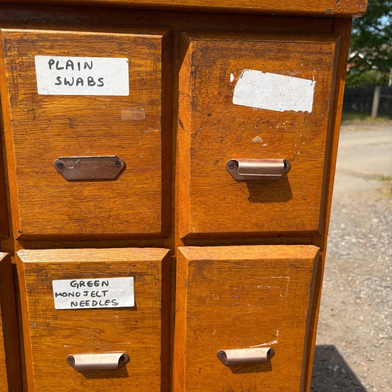 Oak Bank Of Drawers Vintage Multi-Drawer Cabinet Haberdashery Rest. Project