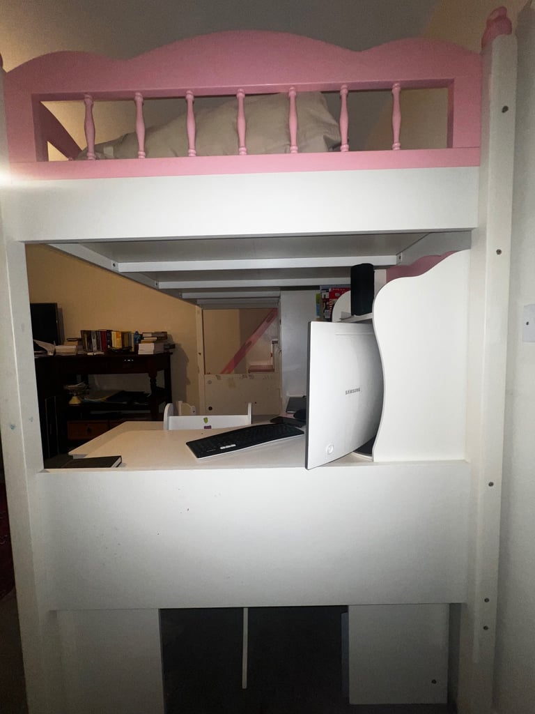 Bunk bed wardrobe desk, table and chair