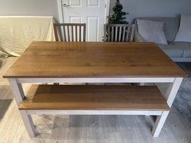 4-6 Seater Oak Dining Table with Bench Seating RRP£650