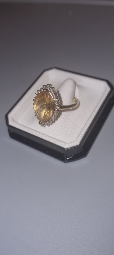 9ct Yellow Gold 0.15ct Diamond And Citrine Cluster Ring
