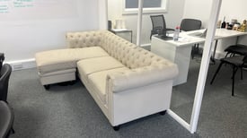 Leather Chesterfield Corner Sofa - Beige/Ivory RRP£1200