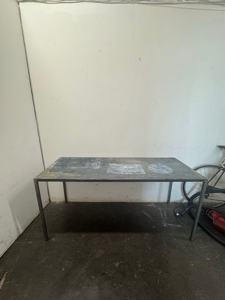 Industrial metal wooden artist desk studio dining table wood vintage antique paint