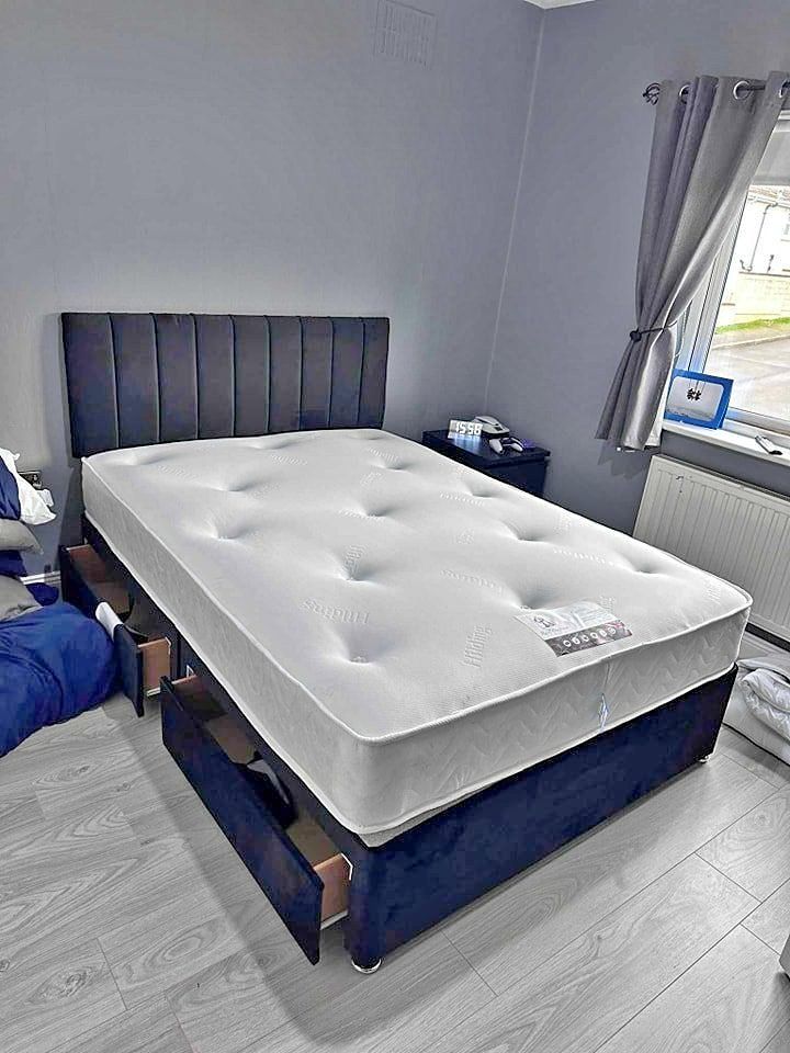 Luxury Divan 5ft King Size Bed Base with Matching Headboard 15% oFF ¬¬ Free Delivery