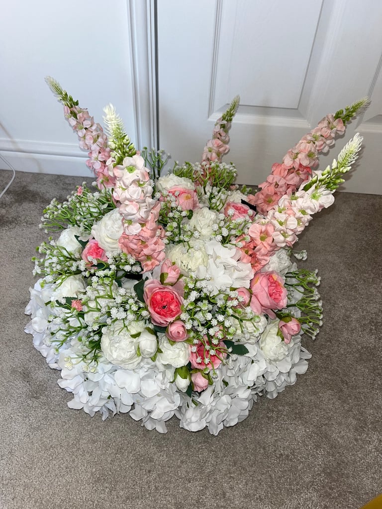 Beautiful Artificial Flower Arrangement on Gold Stand