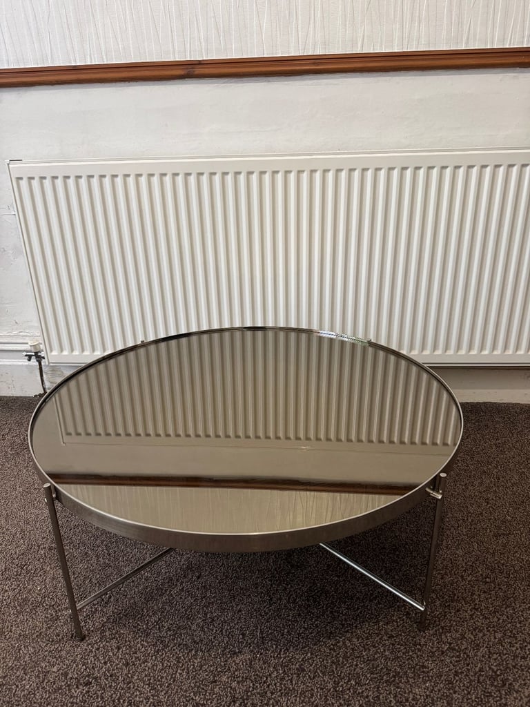 image for Stylish Mirror Coffee Table with Steel Metal Legs