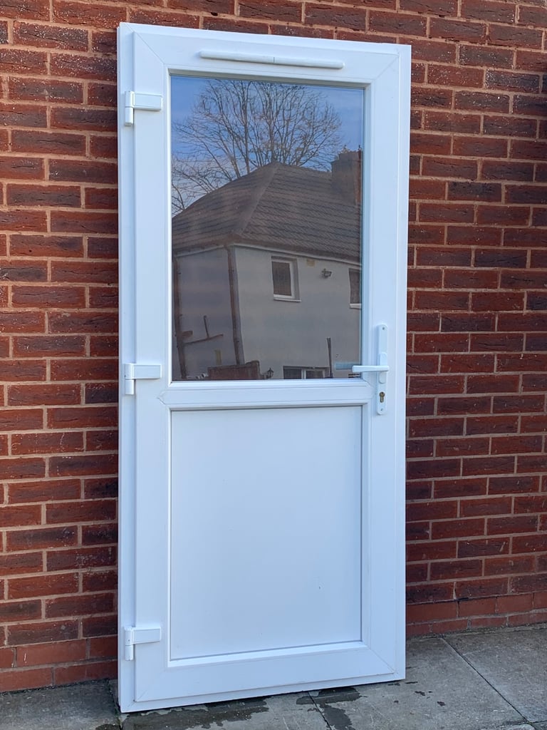 UPVC DOUBLE GLAZED BACK DOOR SIDE DOOR & KEY 92cm WIDE 204cm HIGH Can Deliver