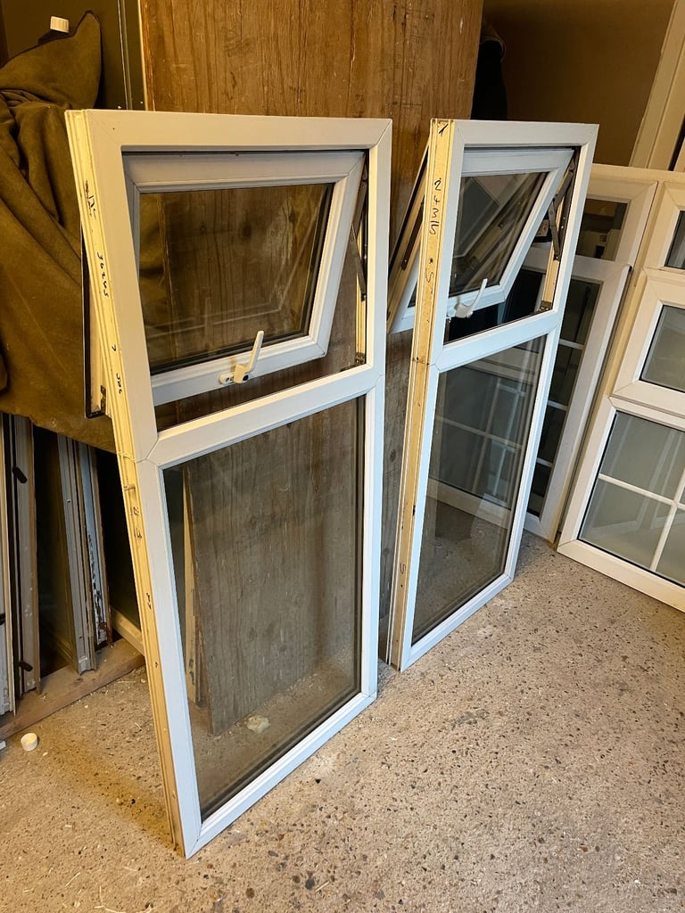 H 142.5 x W 62 cm - MATCHING PAIR UPVC DOUBLE GLAZED WINDOWS - £60 EACH (REF: SJ461 PAIR)